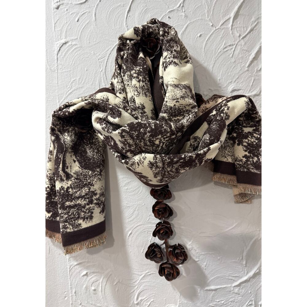 Elegant‎ Winter Scarf - Brown - Size: 32x68